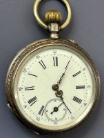 Auktion 351 / Los 2060 <br>mechan. Herrentaschenuhr in Silbergehäuse, "Eclipse" Werk läuft, Gebrauchsspuren, D-4,5 cm, Emaille-Ziffernblatt mit Haarriss