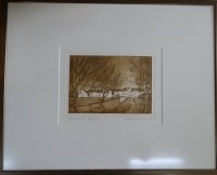 Auktion 362<br>Lorenz EBERHARD (1936)  78, "November im Park"  betitelte orig. Radierung, 51/100, gut gerahmt, RG 41x51 cm