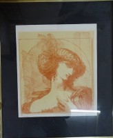 Auktion 351 / Los 5012 <br>Ernst FUCHS (1930-2015) "Cosima" Farblithografie, Nr. 31/2000, 40x35 cm, ger/Glas, RG 60x50 cm, unter Rahmen signiert