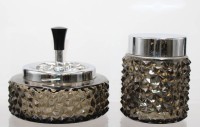 Auktion 351 / Los 10005 <br>Rauchergarnitur,  Erhard &amp; Söhne, Ascher und Zigarettendose, Rauchglas, ca. H-11,2cm