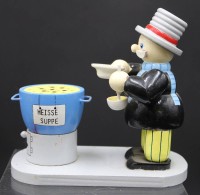 Auktion 351 / Los 15051 <br>Räuchermännchen, Heisse Suppe, Erzgebirge, Otto Mertens, Gebrauchsspuren, H-14,5cm B-15,2cm