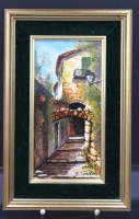 Auktion 351 / Los 9014 <br>Bildplatte, signiert G.Tardieu Bilot, Hausansicht, gerahmt, RG 34 x 22cm