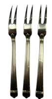 Auktion 362<br>3x Aufschnitt-Gabeln "Christofle-Paris" Serie Aria, versilbert, neuwerig,  L-17,5 cm