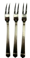 Auktion 372<br>3x Aufschnitt-Gabeln "Christofle-Paris" Serie Aria, versilbert, neuwerig,  L-17,5 cm