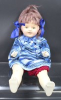 Auktion 351 / Los 12041 <br>Massepuppe Petit American-Char-Doll , Schlafaugen ,offener Mund mit Zähnchen , Kopf craqueliert ,,