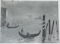 Auktion 364 / Los 5022 <br>unleserl. signierte Lithografie "Venedig im Nebel" e.a (für dwn Künstler), BG 32x42 cm