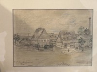 Auktion 364<br>C, Winkler-Großmann "Gut Flöha", 1946, Stiftzeichnung, ger/Glas, RG 28x32 cm