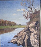 Auktion 357 / Los 4036 <br>Sophie WENCKE (1874-1963) "Landschaft" Öl/Leinen, gerahmt, RG 92x82 cm