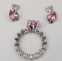Auktion 352 / Los 1034 <br>Set, Sterling, klare u. Rosa Steine, zus. ca. 8,5gr., RG 54