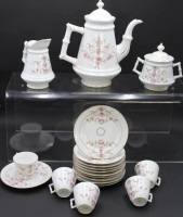 Auktion 352 / Los 8062 <br>Gründerzeit-Kaffeeservice, KPM Krister, florale Bemalung, 29tlg., Kanne H-28cm, Deckelknauf bei Kanne geklebt