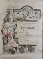 Ehrenurkunde des Deutschen Athletenverband, 1914, alt ger./Glas, RG 77,5 x 60cm.
