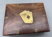 Los 15060 <br>maritime Spiekarten-Dose, Holz/Messing