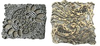 Auktion 353 / Los 16002 <br>2x Blaudrruck-Model, Metall/Holz, ca. 5x15x15 cm und H-6 cm 15x13 cm
