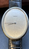 Los 2056 <br>mechan DAU, ovale "Tiara" Swiss made, Lederband, Werk l&auml;uft