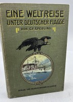 Auktion 353 / Los 3026 <br>"Eine Weltreise unter deutscher Flagge" 1907, viele Fotos sowie Aufkleber Klassenpreis 1907