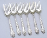 Auktion 366<br>6x Gabeln versilbert , vn Rogers &amp; Hamilton , L-16,6 cm