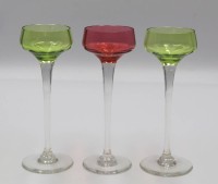 Auktion 362 / Los 10049 <br>3x Likör-Gläser, wohl Jugendstil, ca. H-14,5cm