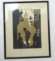 Paul Friedrichsen (1893-1969) Titel unleserlich, Original-Handschnitt, sig., gerahmt, hinter Glas, BG 31,5 x 39,5 cm