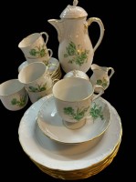 Auktion 364<br>Kaffeeservice "KPM" Berlin, Kupfer grüne Blume, 21 Teile,