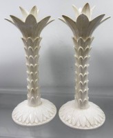 Auktion 355 / Los 9050 <br>Paar Kerzenleuchter in Palmenform, H-25 cm
