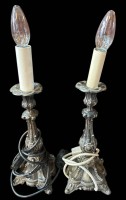 Auktion 357 / Los 16022 <br>Paar  Bronze Tischlampen, H-30 cm, ohne Schirme