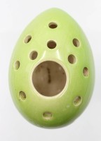 Auktion 355 / Los 9051 <br>Steckschale in Eiform, Goebel, grüne Glasur, H-5cm l-7,5cm