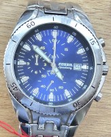 Auktion 371<br>Quartz HAU "Fossil blue" Speedway, orig. Stahlband, nicht &uuml;berpr&uuml;ft5