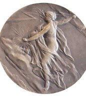 Los 15056 <br>Jugendstil-Bronzw Medaille, Elektro Industrie, um 1900, D-7 cm