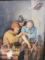 Auktion 364<br>anonymer Altmeister "Beim Wundarzt", Öl/Leinen, doubliert, in Straßbourg gerahmt, RG 42x37 cm