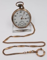 Auktion 356 / Los 2020 <br>Taschenuhr, Junghans, 900er Silbergehäuse, Werk läuft, Ziermonogramm, innen Gravur "Ilseder Hütte 1936", Doublé-Uhrenkette, D-5cm