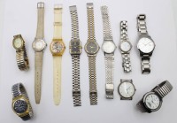 Auktion 356 / Los 2023 <br>11x div. Armbanduhren, Quartzwerke, Funktionen nicht geprüft, u.a. 2x Swatch, Tragespuren
