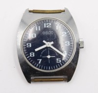 Auktion 356 / Los 2027 <br>Herren-Armbanduhr, OSCO, Handaufzug, Werk läuft kurz an, ohne Band, getragene Erhaltung, ca. D-3,2cm