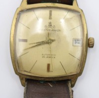 Auktion 356 / Los 2029 <br>Herren-Armbanduhr, Meister Anker, Automatik, 60er Jahre, stark getragene Erhaltung, Lederband defekt, ca. D-3cm