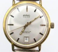 Auktion 356 / Los 2041 <br>Herren-Armbanduhr, BWC, Automatik-Werk läuft, Spangenband in 925er Silber, ca. D-3,5cm, Armband ca. D-6,2cm