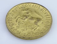 Auktion 356 / Los 6050 <br>Notgeld-Münze, 50 Millionen RM, Provinz Westfahlen, D-ca. 4,5cm