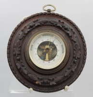 Auktion 356 / Los 16037 <br>Barometer, älter, Holzrahmen, ca. D-18cm