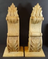 2x Möbelapplikationen, H-42 cm, Weichholz, Handarbeit