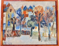 Auktion 376<br>Heinz Gl&uuml;sing (1920 - 2013),1971  Hamburger K&uuml;nstler, H&auml;useransicht, &Ouml;