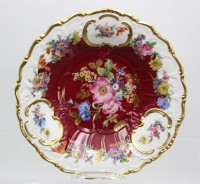 Auktion 357 / Los 8001 <br>Prunkschale "Rudolf Wächter" Blumenbemalung, D-28,5 cm, H-5 cm