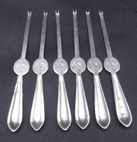Auktion 357 / Los 11025 <br>6x versilberte Hummerngabeln, L-19 cm