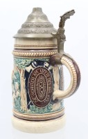 Auktion 357 / Los 9015 <br>reliefierter Bierkrug, nur Nummer, ca. H-19cm