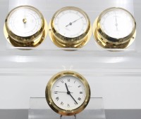 Auktion 357 / Los 16015 <br>Barometer, Thermometer, Hygrometer und Uhr, WEMPE, in maritim Look, Messing, guter Zustand, ca. D-8,8cm T-3,8cm