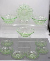 Auktion 357 / Los 10051 <br>10 tlg. Set, Uranglas, älter, 4x Schalen 6x kl. Teller, ca. D-24cm und Teller D-15cm