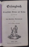 Auktion 369<br>Gesangsbuch der Herzogsth&uuml;mer Bremen und Verden" 1868, mit Namen und Datum seitlich, Ledereinband und Goldschnitt, guter Zustand