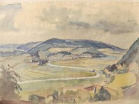 Auktion 357 / Los 4051 <br>Menge, 1947, grosses Aquarell auf Papier, Blatt gewellt, kl. Läsuren, BG 50x68