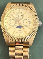 Auktion 357 / Los 2105 <br>Quartz HAU "Astron" mit Mondphase,vergoldet,  gut erhalten, Werk nicht geprüft
