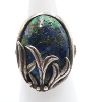 Auktion 358 / Los 1007 <br>schwere Silber-Ring, gepr., 14,3gr., wohl Lapis? , ca. RG 57