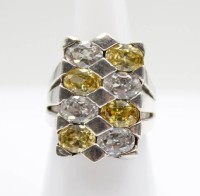 Auktion 358 / Los 1010 <br>925er Silber-Ring, gelbe u. klare Steine, 11,8gr., RG 56