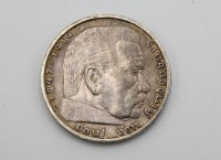 Auktion 358 / Los 6002 <br>5 Reichsmark, 1936, Hindenburg, 13,9gr.,