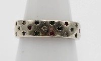Auktion 358 / Los 1034 <br>925er Bandring, rosa u. klare Steine, 4,2gr., RG 56